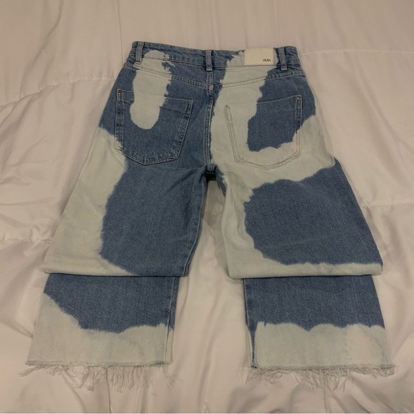 ZARA - High Waisted, Straight Leg Tie-Dye Jeans - Denim - Women’s 4 (EUR 36) - Picture 5 of 10